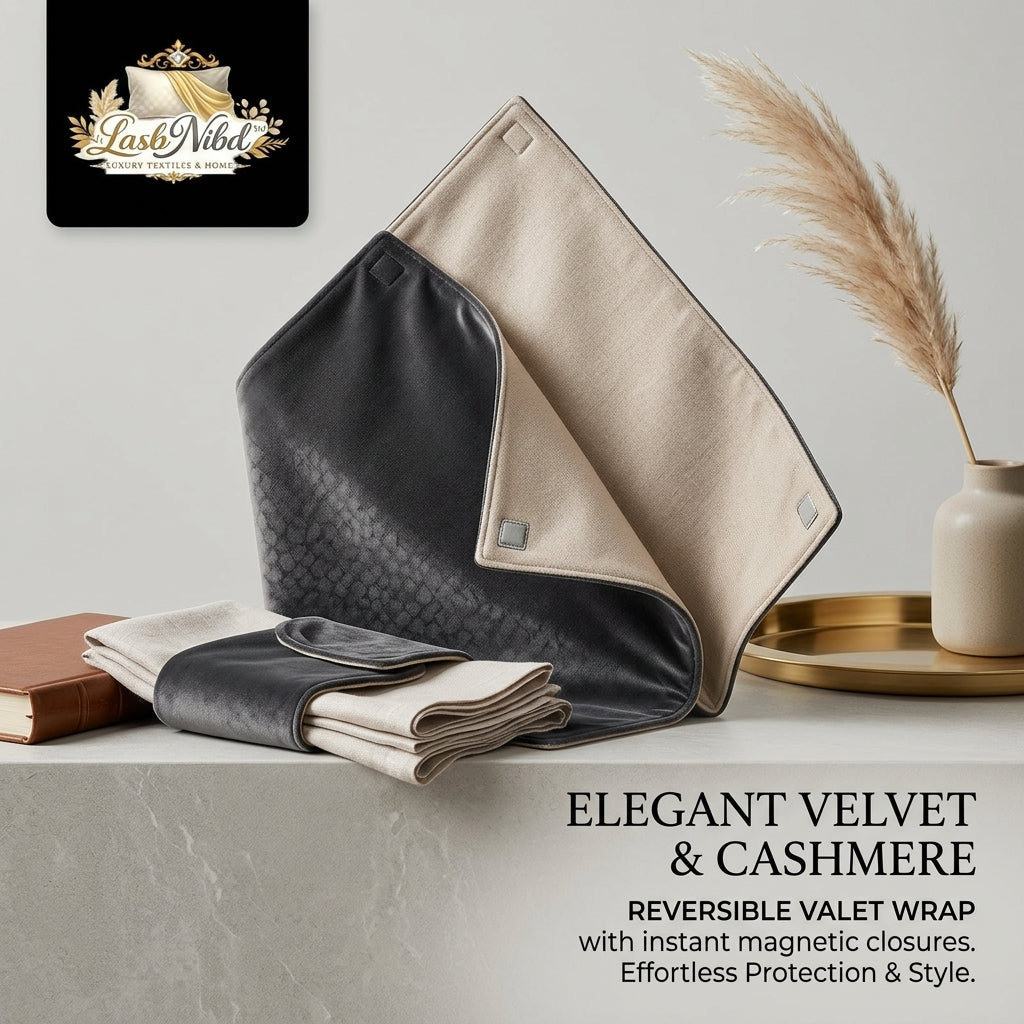 LasbNibd™ Reversible Valet Wrap – Premium Magnetic Foldable Organizer Tray for Everyday Carry, Keys, & Jewelry – Luxury Velvet & Cashmere Texture Catch-all for Entryway & Nightstand