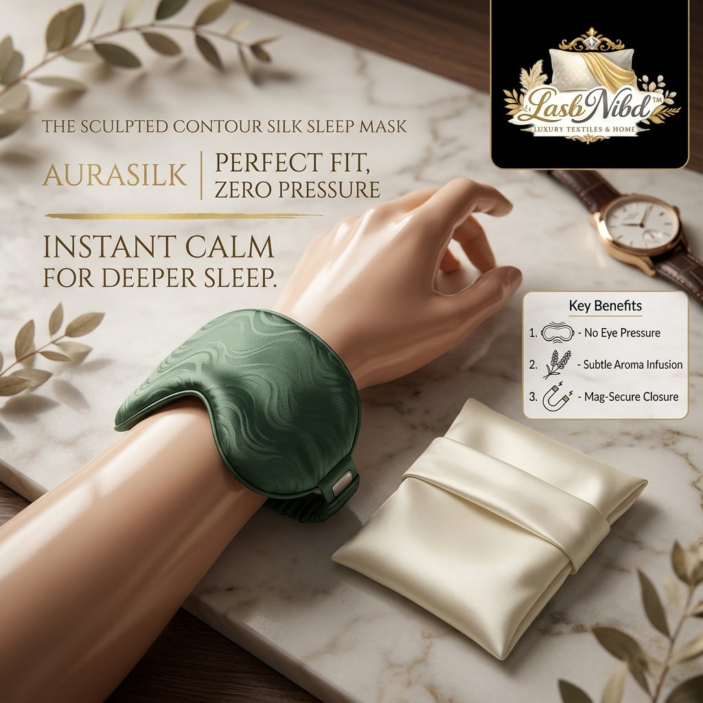 LasbNibd™ AuraSilk 3D Contoured Silk Sleep Mask | Zero Pressure Eye Cover for Sleeping | Calm Aroma Infusion & Mag-Secure Magnetic Closure | Luxury Mulberry Silk Blindfold with Travel Pouch for Side Sleepers, Shift Work, Travel